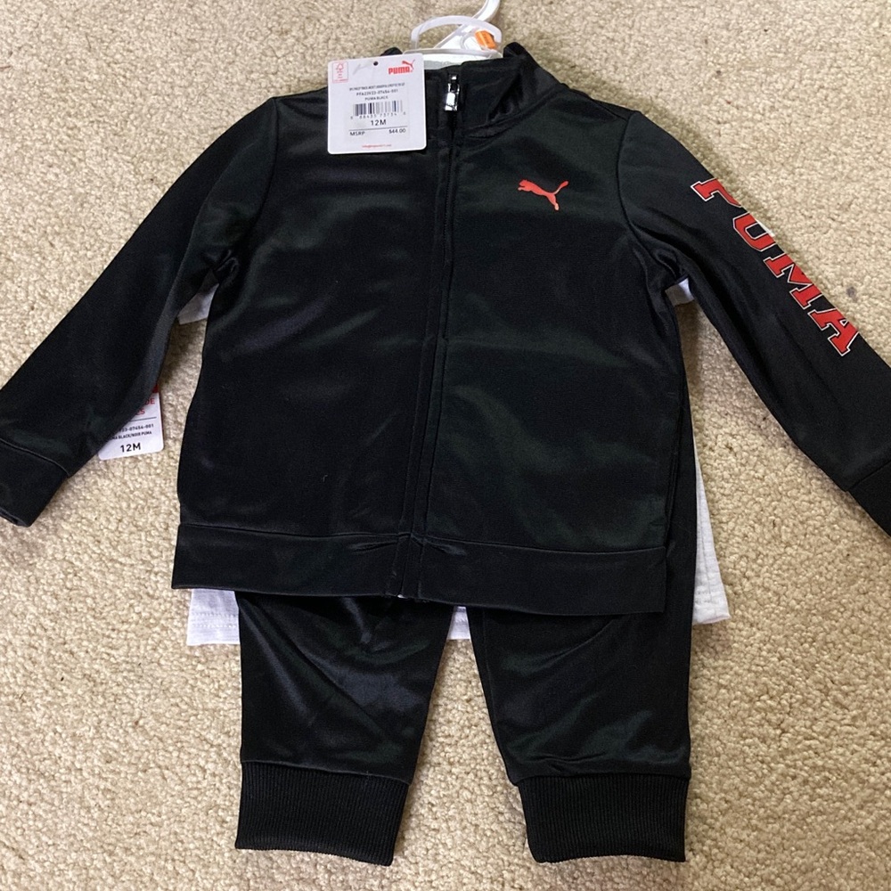 Puma Black Tracksuit with Red Accents